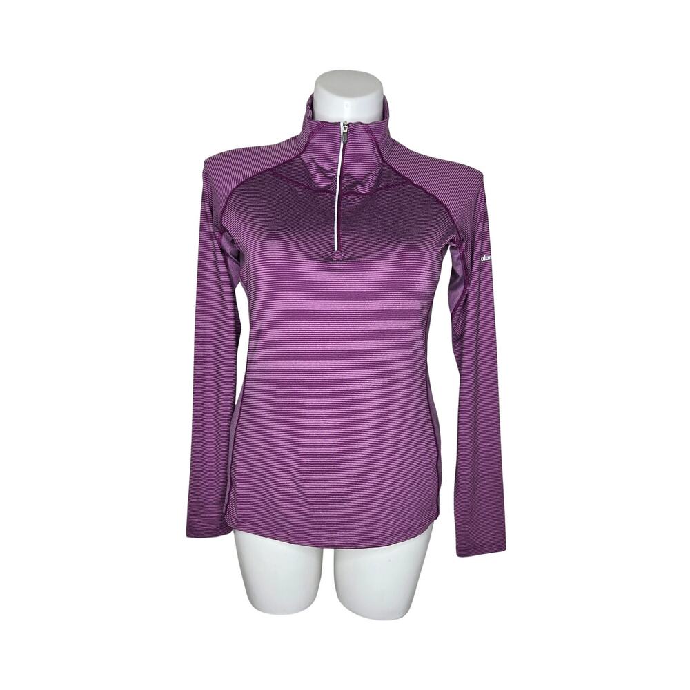 COLUMBIA Women’s Quarter Zip Striped Long Sleeve Pullover Purple Size Large